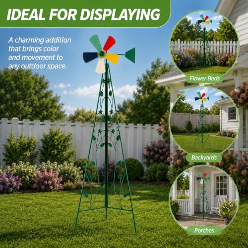 6FT Windmill for Yard Garden Decoration (Green)