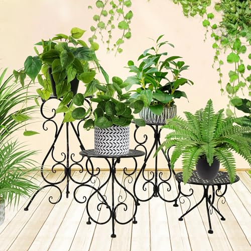 4 Pack Metal Plant Stand for Indoor Outdoor (4 Count)