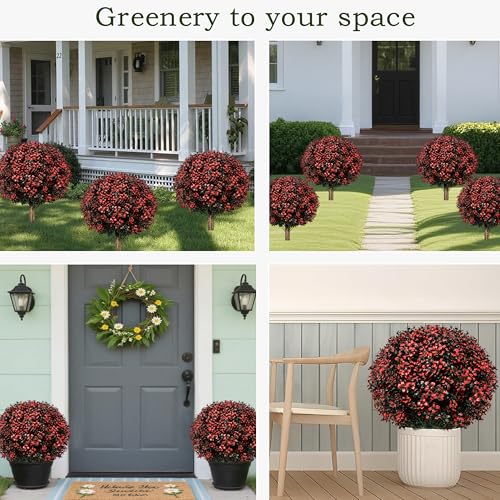 Fall Artificial Boxwood Topiary Ball Tree for Front Door (2 Count)