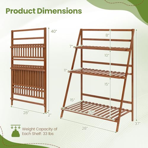 Foldable Bamboo Ladder Plant Stand
