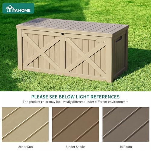 150 Gallon Large Deck Box with X (Deck Box w/X Front / 150 Gallon / Taupe)