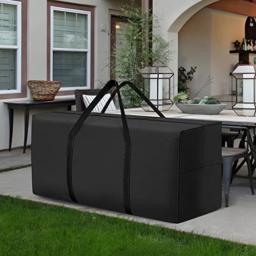 177 Gallon Outdoor Cushion Storage Bag 68 inch Extra Large Patio Furniture Cushion Storage Bag Waterproof Garden Cushion Storage Covers with Zipper and Handles Black