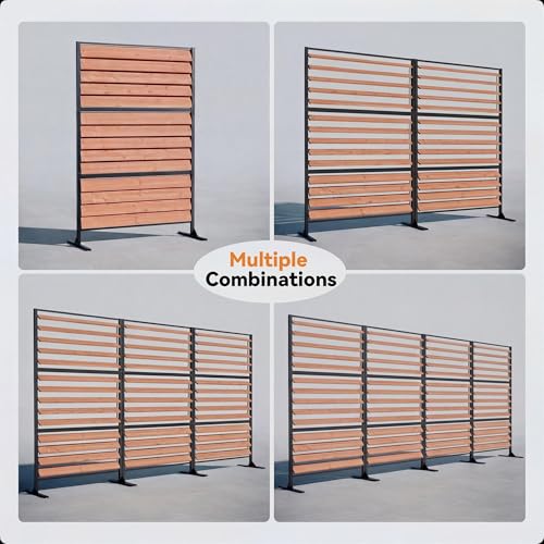 Modern Shade 6x4 ft Louvered Wood Privacy Fence Panel with Louverd Slats (6' x 4' / 2 Panel)