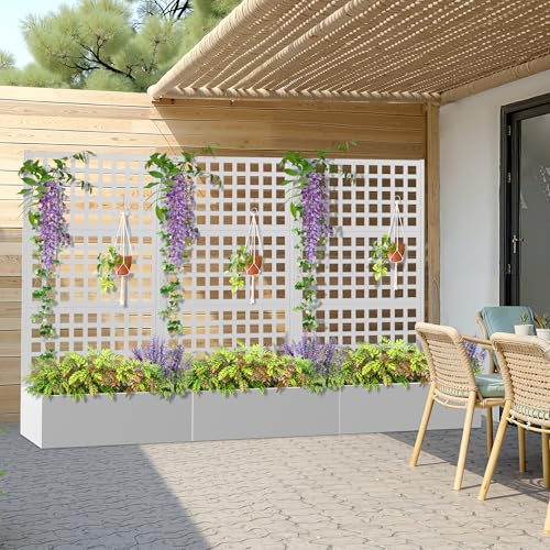Metal Planter Box with Trellis and Drainage Hole