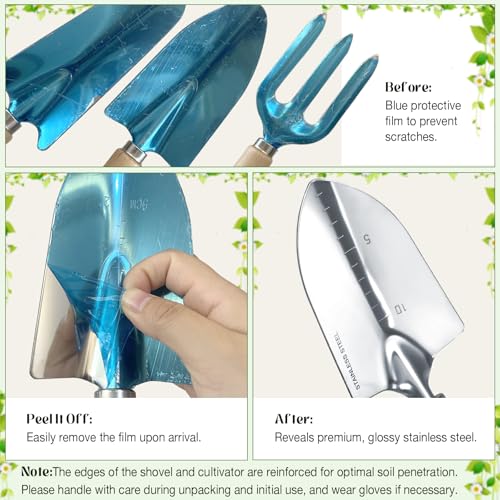 Garden Tools 9 Pcs Heavy Duty Gardening Tool Set Green Tote Bag Men Women (9 Count)