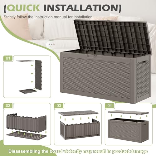 80 Gallon Outdoor Storage Box Waterproof Deck Box for Patio (Grey / 80 Gallon)