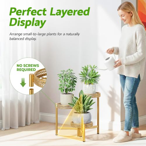 Metal Plant Stand Indoor Outdoor (GoldWave / 3-tiers)