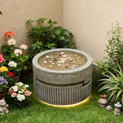 Small Modern Outdoor Water Fountain with Quiet Pump (6.1-Brown / 6.1-brown)