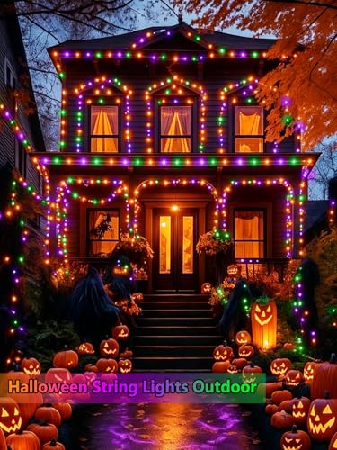 4 Pack Solar Halloween Lights Outdoor Waterproof (4 PACK / Orange Purple and Green)