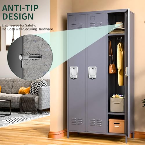 3 Doors Steel Locker Cabinet (3 Door-Upgraded / Grey)