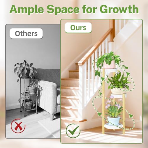 3 Tier Bamboo Plant Stand Indoor Outdoor (Natural / 3 Tiers)