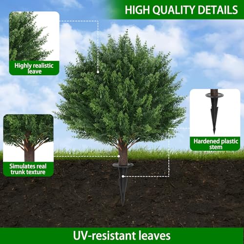 23" Set of 2 Artificial Cypress Topiary Bushes with Ground Spike (2 Count)