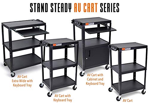 Line Leader Extra Wide Rolling AV Cart (Keyboard Tray / 32" L x 20" D x 42" H)