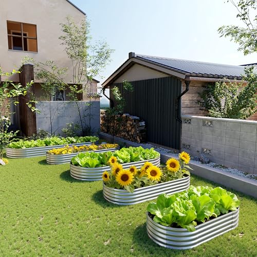 4x1.5x1FT Galvanized Metal Raised Garden Bed (Silver / 4x1.5x1(1PCS))