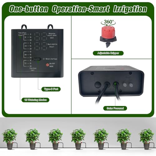 Solar Drip Irrigation System for Garden (Otd-10 pots-33FT / Red)