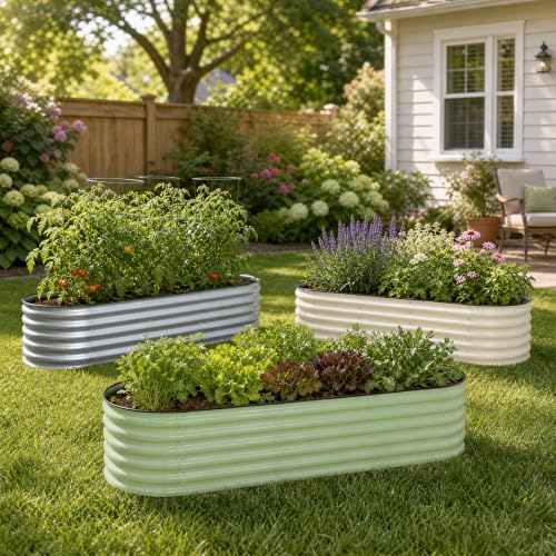 17" Tall Oval Galvanized Raised Garden Bed Kit