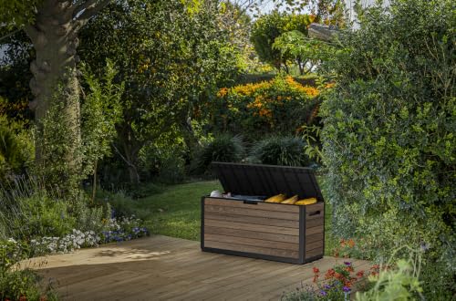Premium Everwood 71 Gal Outdoor Storage Box and Patio Side Table