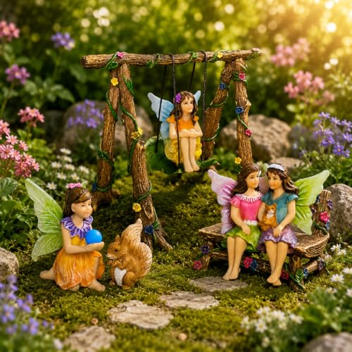 Fairy Garden Figurines with Swing (6 Count)