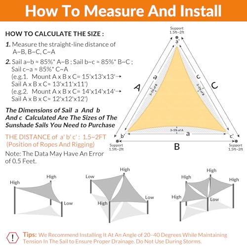 17'X29' Sun Shade Sail Sand Curved Square Customizable (Sand / 17'X29' custom)