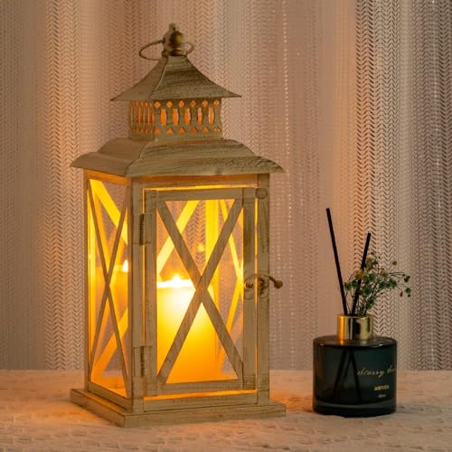 Lantern Decorative Indoor & Outdoor (Beige / 14.8'' / 1 Pc)