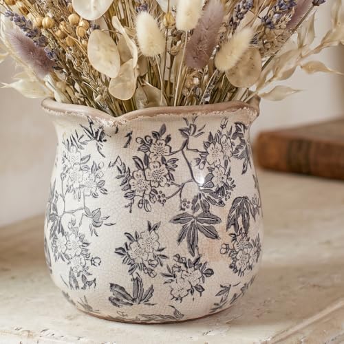 Vintage Ceramic Planter & Utensil Holder for Kitchen Counter (Rustic Gray)