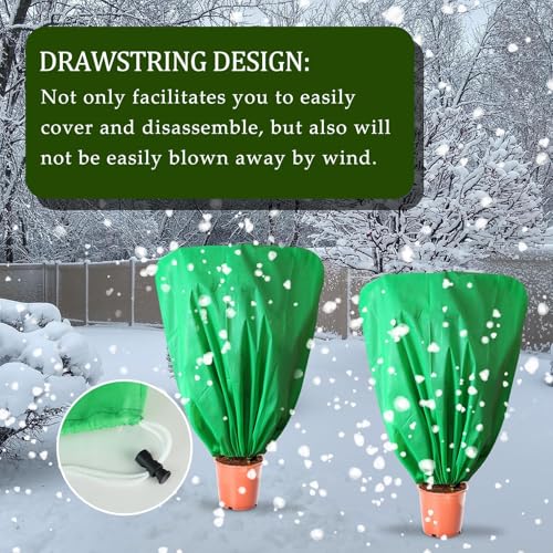 8 Pcs Plant Covers Frost Protection Bag Winter Reusable Plants Jacket with Drawstring Shrub Protection Wraps Bags Frost Blanket for Winter Outdoor Garden Plants