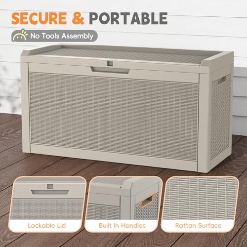 Outdoor Storage Box (Grey / 66 Gallon Bench)