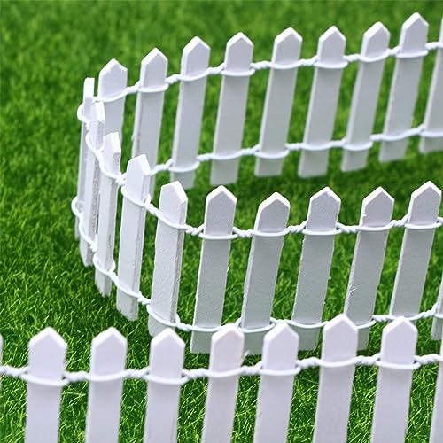 35 Inches Mini Fairy Garden Fence DIY Small Wood Decorative Picket Fence Micro Landscape Miniature Ornaments for Dollhouse