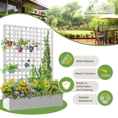 Metal Raised Garden Bed with Trellis Outdoor