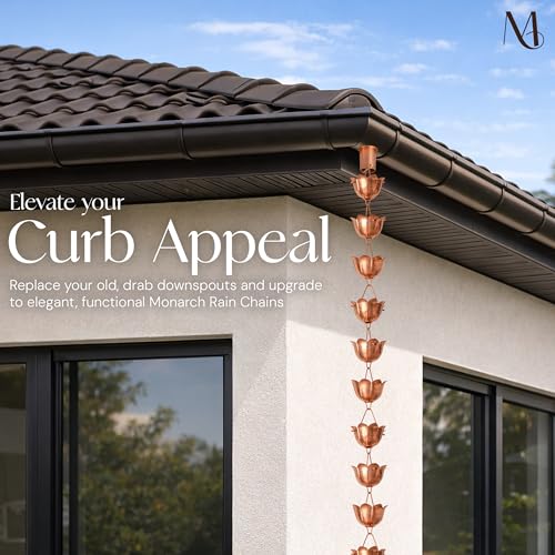Pure Copper Lotus Cup Rain Chains for Gutters