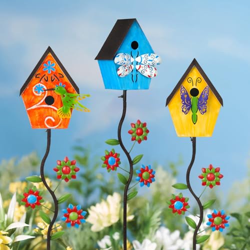 51” Metal Bird Houses Stake for Outside Hummingbird Design (3 Pound)