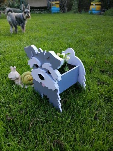 Sweet Lovely Dog Planter Animal Decor Pots Cute Dog Cartoon Shaped Flower Pot Wooden Planter for Indoor Office Outdoor Home Garden Decoration Gift