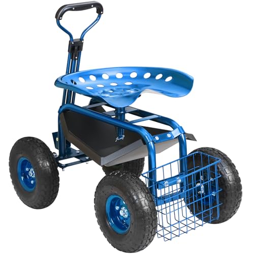 Garden Cart Rolling Workseat with Wheels