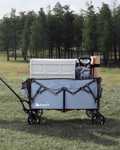 38" L Collapsible Wagon Cart Foldable (Blue / 220L)