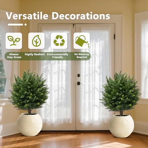 28" UV Resistant Artificial Shrubs for Outdoors (2 Count)