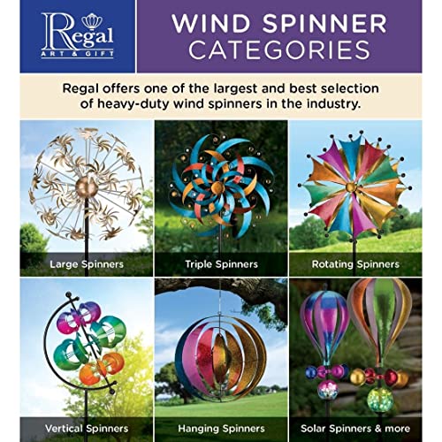 Wind Spinner Outdoor Metal Kinetic Yard Art with Stake (Globe / Large (80-89 Inch))