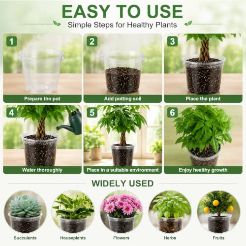 45 Pack Large Clear Nursery Pots 7 (Clear / 10/8/7 Inch)