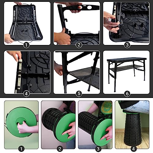 Small Folding Table and Stool (Green)