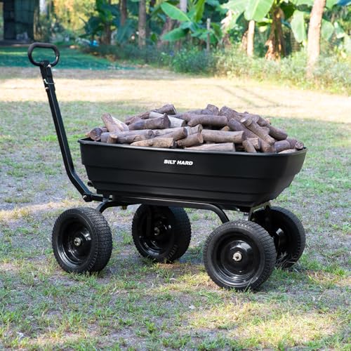 7 Cu Ft Poly Garden Dump Cart 1200 lbs with No Flat Tires