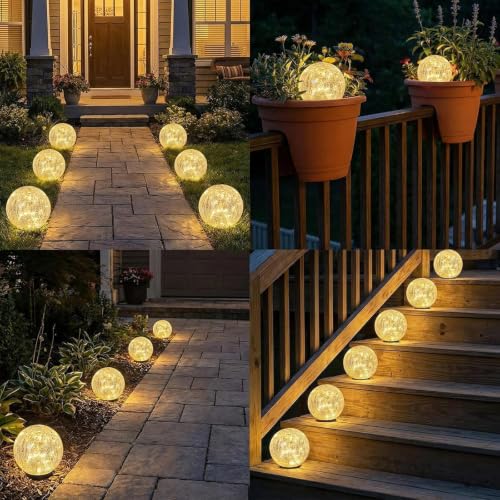12 Pack 3.9" Solar Garden Lights Outdoor Waterproof (12 Pack / Warm White)