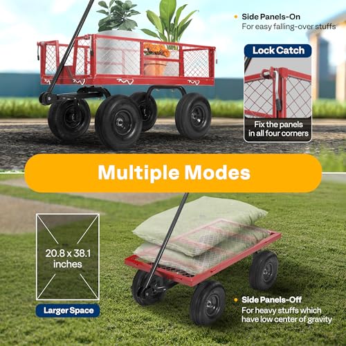 Heavy Duty 880 Lbs 4.5 Cu Ft Mesh Steel Garden Cart Utility Wagon