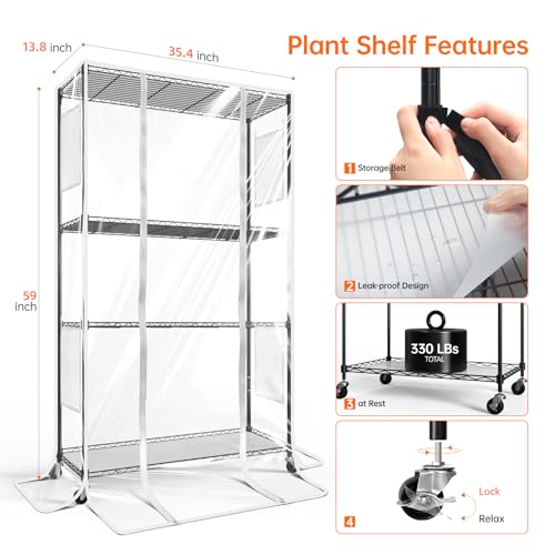 3 Tier Indoor Greenhouse with Grow Light (35.4" x 13.8" x 59.0")