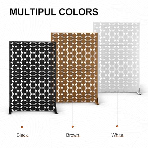 71" H Metal Privacy Screen Outdoor (71"H×47"W / White Square)