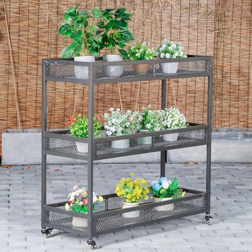Heavy Duty Plant Stand Outdoor Aluminum with Wheels