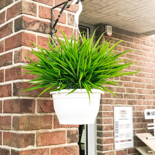 12 Bundles Artificial Outdoor Plants UV Resistant Fake Grass Plants Faux Plastic Plants Greenery Shrubs for Home Garden Pathway Window Box Front Porch Spring Summer Decor (12 Count)