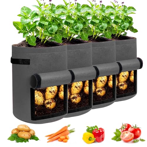4 Pack Potato Grow Bags 10 Gallon with Flap