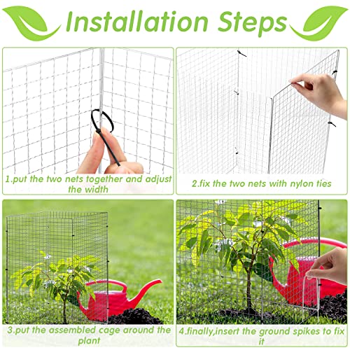 80 Pcs Chicken Wire Plant Protectors with Stakes for Garden