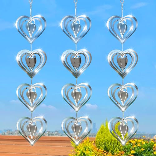 12 Metal Heart Bird Scarer Discs Set (12 Count)