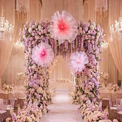 3 Pcs Giant Flowers Decoration for Wedding Reception (Rose / Pink, Rose Red, Orange)