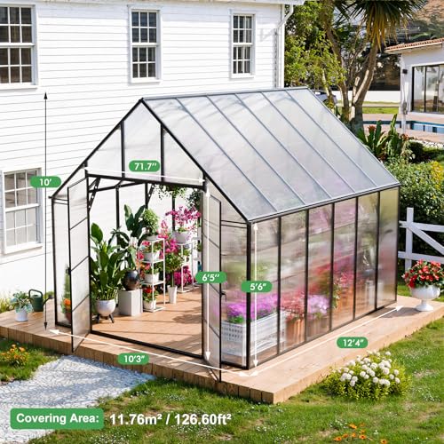 12x10x10 FT Polycarbonate Greenhouse for Outdoors w
